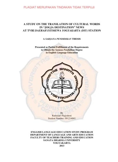 Get job vacancies information at glints: A Study On The Translation Of Cultural Words In Jogja Destiniation News At Tvri Daerah Istimewa Yogyakarta Diy Station