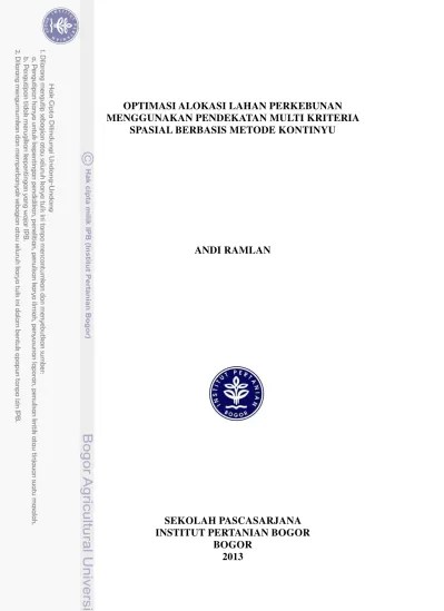 Metode alokasi aljabar seperti halnya dengan metode alokasi kontinyu,merupakan metode alokasi bertimbal balik.jumlah biaya departemenpembantu yang di . Optimizing Plantation Allocation Using Spatially Multi Criteria Approach Based Continuous Method