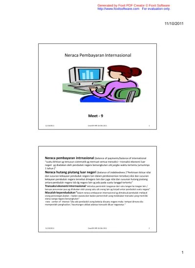 Luar negeri yang segera jatuh tempo, situasi perdagangan internasional yang . Neraca Pembayaran Internasional