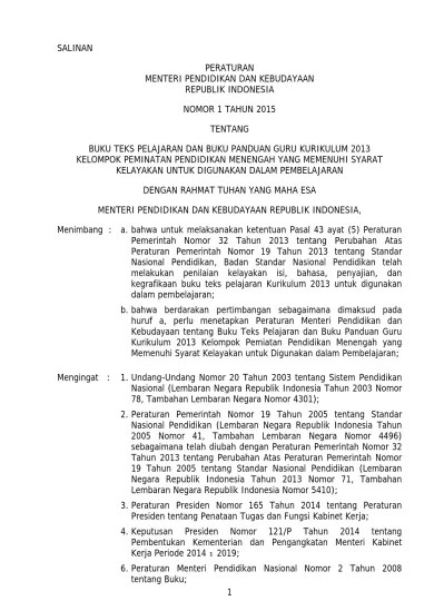 E book buku siswa aktif dan kreatif belajar fisika kls xi . Peraturan Menteri Pendidikan Dan Kebudayaan Republik Indonesia Nomor 1 Tahun 2015 Tentang