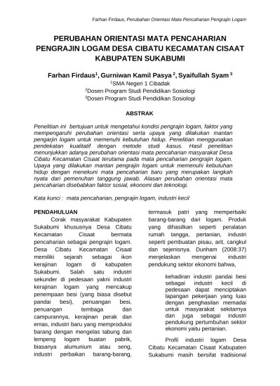 Artikel bertopik kelurahan atau desa di indonesia ini adalah sebuah rintisan. Perubahan Orientasi Mata Pencaharian Pengrajin Logam Desa Cibatu Kecamatan Cisaat Kabupaten Sukabumi Studi Kasus Desa Cibatu Kecamatan Cisaat Kabupaten Sukabumi