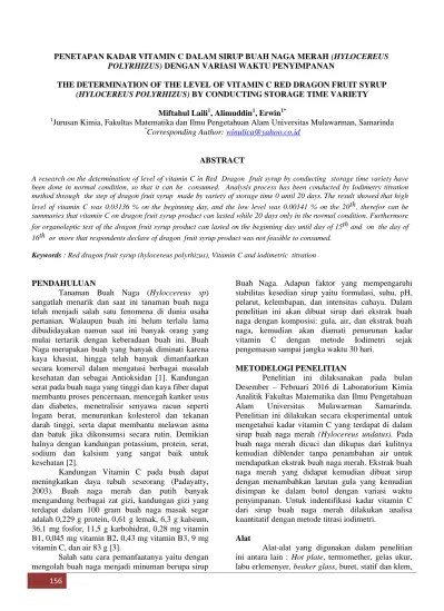 Top PDF Penetapan kadar vitamin C dalam sirup buah naga merah (hylocereus  polhyrizus) dengan variasi waktu penyimpanan - 123dok.com