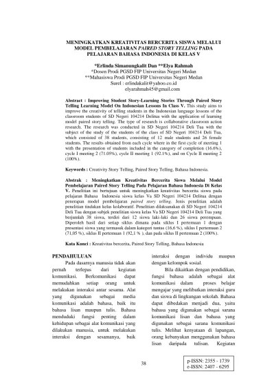 Rangkuman materi bahasa inggris sd kelas 5. Peningkatan Kemampuan Menyimak Isi Cerita Story Telling Melalui Media Boneka Pada Pembelajaran Bahasa Peningkatan Kemampuan Menyimak Isi Cerita Story Telling Melalui Media Boneka Pada Pembelajaran Bahasa Indonesia Siswa Kelas I Sd N