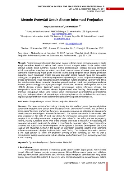 Diploma iii ilmu komputer fakultas matematika dan ilmu pengetahuan alam. Top Pdf Metode Waterfall Untuk Sistem Informasi Penjualan 123dok Com