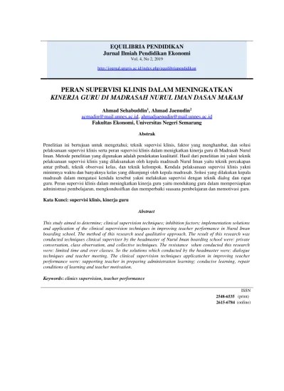 All academic supervisors must hold a doctoral degree or equivalent . Peran Supervisi Klinis Dalam Meningkatkan Kinerja Guru Di Madrasah Nurul Iman Dasan Makam