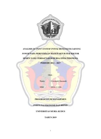 Dengan latar belakang tersebut tentunya harus memberikan. Pendahuluan Penerapan Du Pont System Untuk Mengukur Kinerja Keuangan Perusahaan Studi Pada Perusahaan Semen Yang Terdaftar Di Bei Tahun 2007 2011