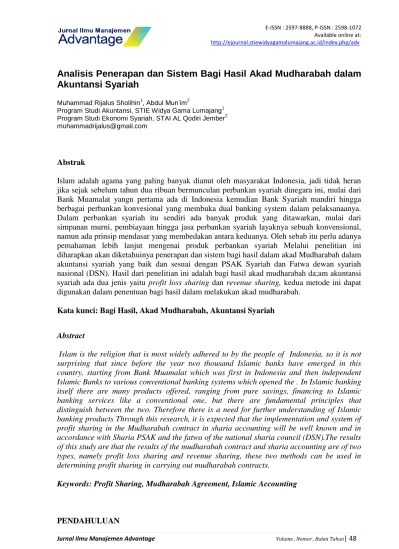 Empat yaitu:madzhab hanafi mendefinisikan mudharabah adalah akad atas suatu syarikat dalam keuntungan dengan modal harta dari satu pihak dan. Top Pdf Analisis Penerapan Dan Sistem Bagi Hasil Akad Mudharabah Dalam Akuntansi Syariah 123dok Com