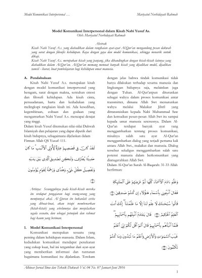 kisah kapal nabi nuh as 17. Top Pdf Model Komunikasi Interpersonal Dalam Kisah Nabi Yusuf As 123dok Com