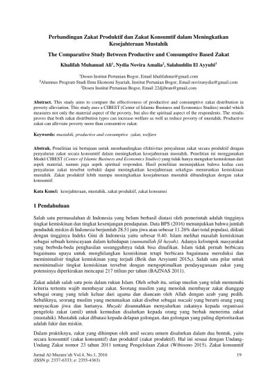 Produktif 60% dan konsumtif 40%.4 keberhasilan bapelurzam tersebut tentu tidak lepas dari sistem manajemen yang dijalankan dalam pengelolaan zakat. Top Pdf Perbandingan Zakat Produktif Dan Zakat Konsumtif Dalam Meningkatkan Kesejahteraan Mustahik 123dok Com