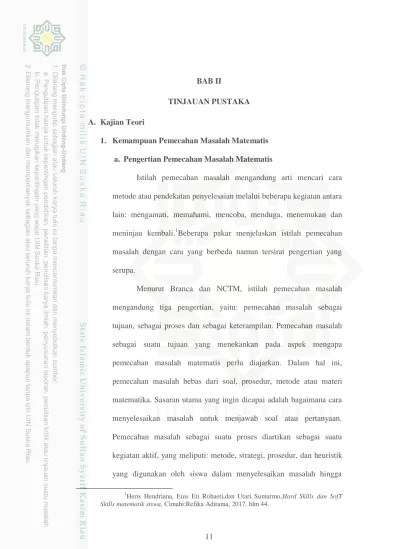 Dalam penelitian ini, kemampuan pemecahan masalah matematika siswa fokus pada materi pokok operasi perkalian bentuk aljabar. Bab Ii Tinjauan Pustaka 1 Kemampuan Pemecahan Masalah Matematis A Pengertian Pemecahan Masalah Matematis