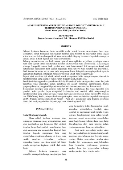 Pertama deposito di bank bni syariah. Top Pdf Analisis Perbedaan Perhitungan Hasil Deposito Mudharabah Terhadap Deposito Konvensional Studi Kasus Pada Bni Syariah Cab Kediri 123dok Com