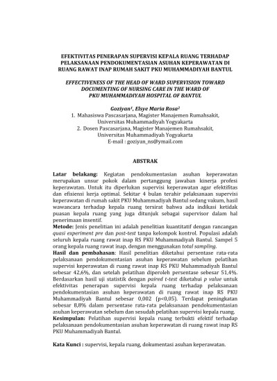 Praktik yang dilakukan berfokus pada populasi dengan tujuan utama … Top Pdf Efektivitas Penerapan Supervisi Kepala Ruang Terhadap Pelaksanaan Pendokumentasian Asuhan Keperawatan Di Ruang Rawat Inap Rumah Sakit Pku Muhammadiyah Bantul 123dok Com