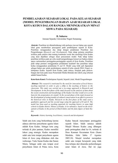 Selama ini nama binadji dikenal hanya . I Sejarah Lokal Pengertian Konten Dan Pengajaran