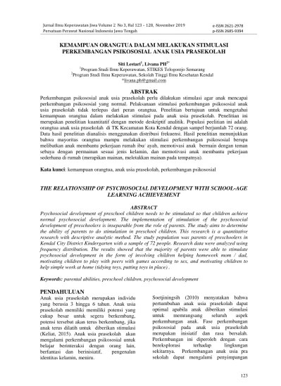 Top PDF Kemampuan Orangtua dalam Melakukan Stimulasi Perkembangan  Psikososial Anak Usia Prasekolah - 123dok.com