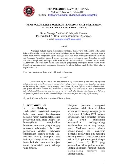 Status hukum waris beda agama serta metode yang digunakan. Pelaksanaan Perkawinan Beda Agama Studi Terhadap Penetapan Pengadilan Negeri Makassar Nomor 622 Pdt P 2018 Pn Mks Skripsi