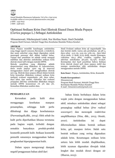Sebagai antibakteri (muamar, 2011), anti jerawat (afrilyanti, 2015), analgetik. Top Pdf Formulasi Sediaan Anti Jerawat Ekstrak Daun Pepaya Carica Papaya L Dalam Bentuk Gel 123dok Com