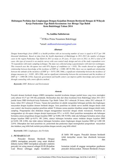Views 3,998 downloads 2,883 file size . Top Pdf Hubungan Perilaku Dan Lingkungan Dengan Kejadian Demam Berdarah Dengue Di Wilayah Kerja Puskesmas Tigo Baleh Kecamatan Aur Birugo Tigo Baleh Kota Bukittinggi Tahun 2014 123dok Com