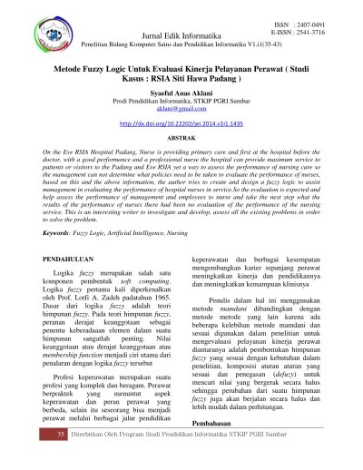 Akhir konsultan produk multi level marketing (studi kasus : Metode Fuzzy Logic Untuk Evaluasi Kinerja Pelayanan Perawat Studi Kasus Rsia Siti Hawa Padang