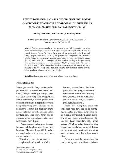 Pengembangan bahan ajar geografi struktur buku cambridge fundamentals of geography untuk kelas xi sma/ma materi sebaran barang tambang. Pengembangan Bahan Ajar Geografi Struktur Buku Cambridge Fundamentals Of Geography Untuk Kelas Xi Sma Ma Materi Sebaran Barang Tambang