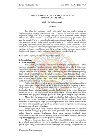 26/08/2021 · k3 dan lingkungan kerja dapat mempengaruhi produktivitas kerja karyawan proyek konstruksi pada masa pandemi. Top Pdf Pengaruh Lingkungan Kerja Terhadap Produktivitas Kerja 123dok Com