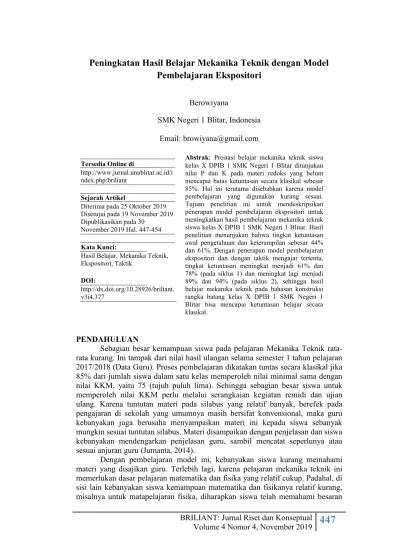 Menerapkan penggunaan metode pembelajaran ips sd yang berlandaskan pendekatan ekspositori 67 latihan 69 bab viii merancang dan menerapkan model pembelajaran ips terpadu dengan menggunakan pedekatan pemecahan masalah 70 a. Top Pdf Peningkatan Hasil Belajar Mekanika Teknik Dengan Model Pembelajaran Ekspositori 123dok Com