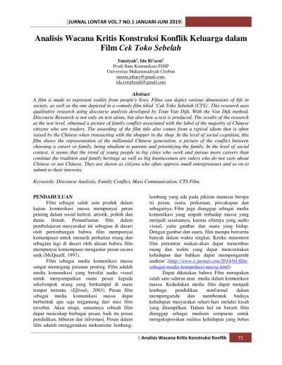 Blog yang berisi tentang informasi belajar bahasa inggris, bahasa arab dan travelling yang menyenangkan Analisis Wacana Kritis Konstruksi Konflik Keluarga Dalam Film Cek Toko Sebelah