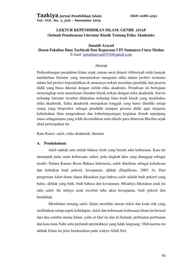 Hadis riwayat ibnu majah dari anas bin malik tentang. Lektur Kependidikan Islam Genre Adab Sebuah Penelusuran Literatur Klasik Tentang Etika Akademis