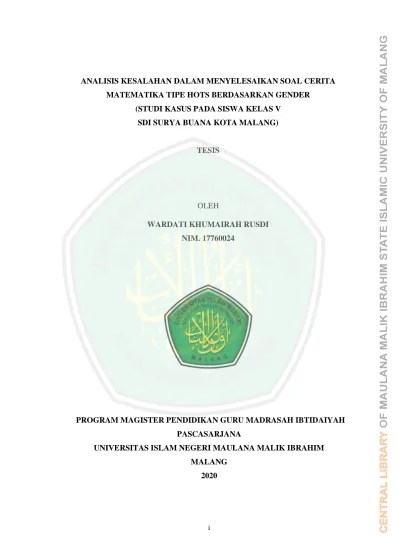 0 response to contoh ruang lingkup penelitian proposal skripsi post a comment. Analisis Kesalahan Dalam Menyelesaikan Soal Cerita Matematika Tipe Hots Berdasarkan Gender Studi Kasus Pada Siswa Kelas V Sdi Surya Buana Kota Malang