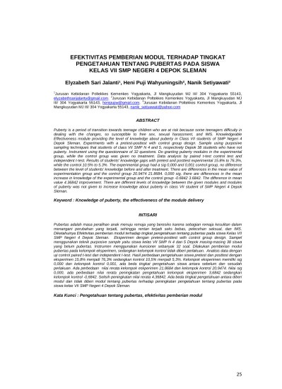 Top PDF Efektivitas pemberian modul terhadap tingkat pengetahuan tentang  pubertas - 123dok.com