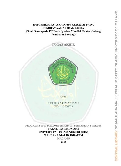 Ke jurusan dengan mengisi formulir yang disediakan, selanjutnya. Implementasi Akad Musyarakah Pada Pembiayaan Modal Kerja Studi Kasus Pt Muamalat Indonesia Kantor Cabang Malang