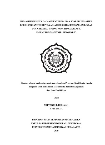 Rumus super cepat persamaan garis untuk un smp · pigeon hole principle / prinsip . Top Pdf Analisis Kemampuan Siswa Dalam Menyelesaikan Soal Matematika Berdasarkan Teori Polya Materi Sistem Persamaan Linear Dua Variabel Spldv Pada Siswa Kelas X Smk Muhammadiyah 1 Sukoharjo 123dok Com