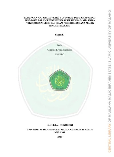 Try the suggestions below or type a new query above. Hubungan Antara Adversity Quotient Dengan Burnout Syndrome Dalam Penyusunan Skripsi Pada Mahasiswa Psikologi Universitas Islam Negeri Maulana Malik Ibrahim Malang