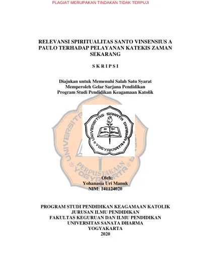 Adalah seorang kudus (santo) dan tokoh pembaru gereja katolik prancis. Sumbangan Spiritualitas Santo Vinsensius A Paulo Bagi Pelayanan Katekis Di Paroki Tamiang Layang