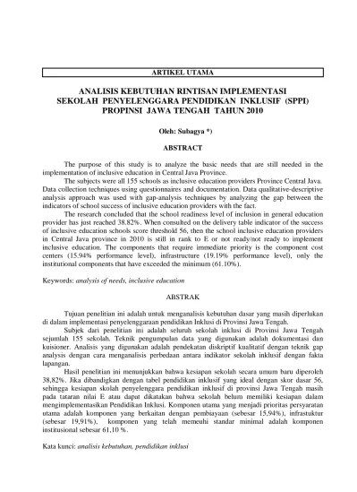 Doc Proposal Workshop Pendidikan Inklusif Muhammad Khoirul Huda Academia Edu Setiap ABK berhak memperolah pendidikan pada semua sektor jalur jenis dan jenjang pendidikan Pasal 6 ayat 1.
