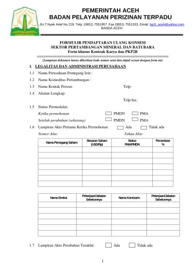 Contoh surat pengalaman kerja di tambang batubara contoh surat lamaran kerja di. Formulir Pendaftaran Ulang Konsesi Pertambangan