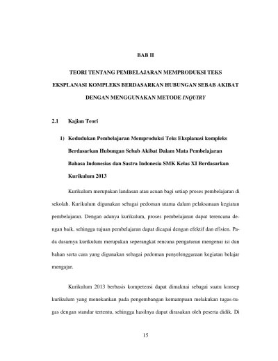 Bab ii teori tentang pembelajaran memproduksi teks eksplanasi kompleks