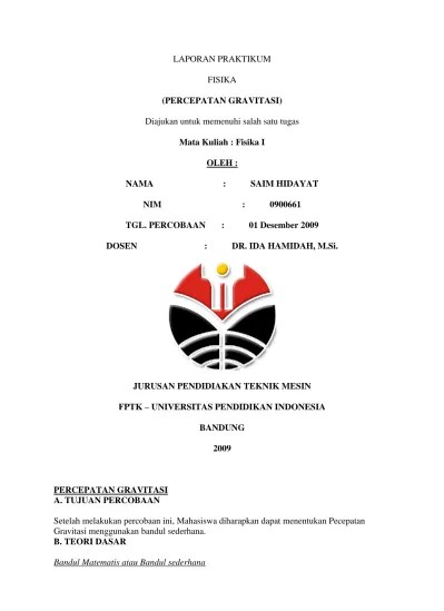 2 gambar 2.2 ayunan sederhana. Laporan Praktikum Bandul