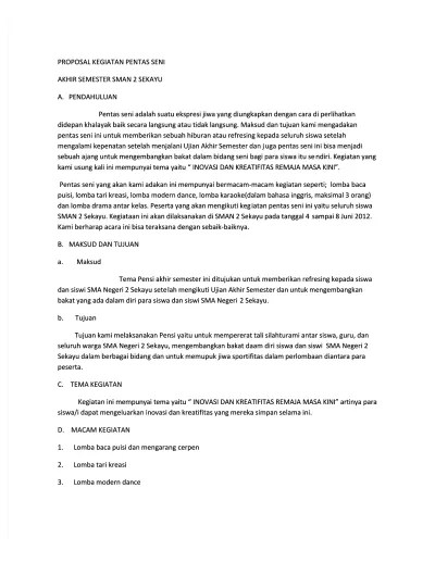 Proposal kegiatan perpisahan kelas xii sma negeri 1â. Proposal Kegiatan Perpisahan