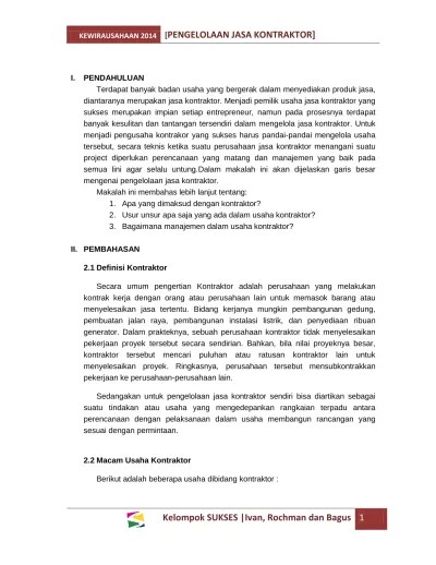 Di mana para pihak telah ditunjuk sebagai kontraktor pelaksana pembangunan proyek paket . Top Pdf Pengelolaan Jasa 123dok Com