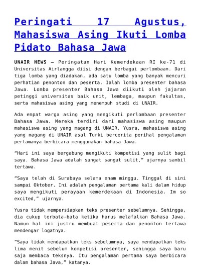 14.10.2008 · singkatan ialah bentuk yang dipendekkan yang terdiri atas satu huruf atau lebih. Polda Bali Melaksanakan Lomba Pidato Berbahasa Inggris