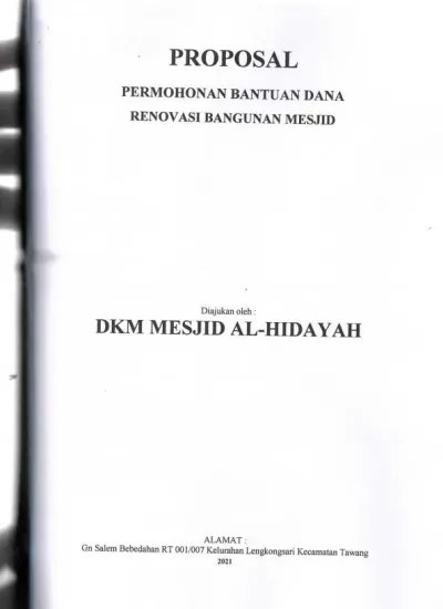 Permohonan bantuan dana pengajian akbar. Proposal Permohonan Bantuan Dana Renovasi Yayasan Pondok Pesantren Nurul Ihsan Imanudin