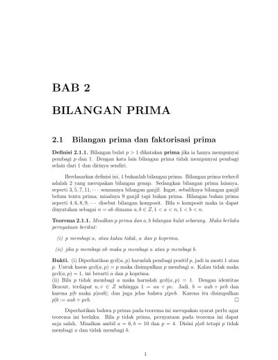 2.1 Bilangan prima dan faktorisasi prima