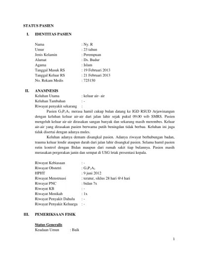 ketuban pecah dini laporan kasus