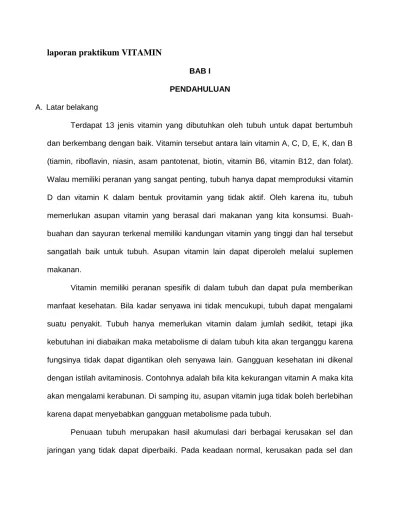 Apabila terdapat plagiasi dalam laporan praktikum lebih dari 70%, khususnya pada pembahasan . Laporan Praktikum Vitamin