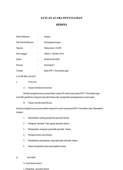 Satuan Acara Penyuluhan Herpes