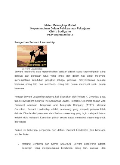 Kali ini admin mau coba upload tentang kepemimpinan, semoga bermanfaat. Materi Pelengkap Modul Kepemimpinan Dalam Pelaksanaan Pekerjaan Oleh Budiyanto Pkp Angktatan Ke 3