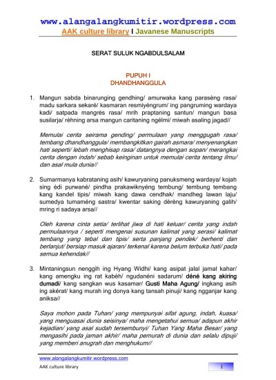 Tegese guru lagu yaiku tibaning swara ana ing pungkasaning gatra. Aak Culture Library I Javanese Manuscripts