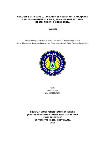 Contoh soal matematika kelas 5 sd. Analisis Butir Soal Ujian Akhir Semester Mata Pelajaran Sanitasi Hygiene Di Kelas Jasa Boga Dan Patiseri Di Smk Negeri 6 Yogyakarta Skripsi