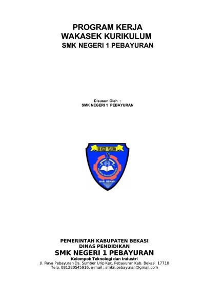 Kurikulum, kepala program, ketua plc. Program Kerja Kurikulum
