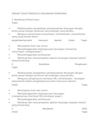 Memuat informasi tentang entitas pelaporan keuangan daerah, basis. Top Pdf Uraian Tugas Pengelola Keuangan Puskesmas 123dok Com